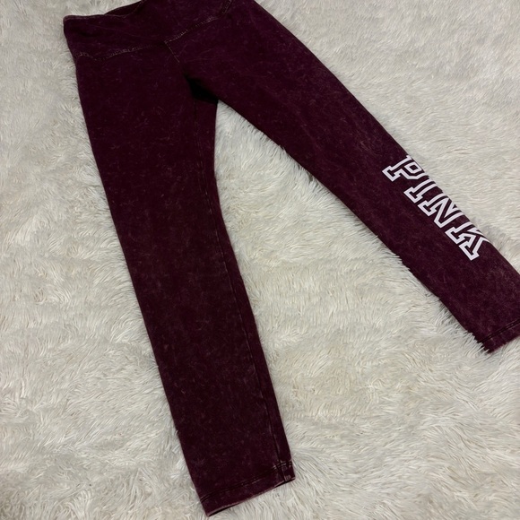 Victoria Secret PINK Cotton Washed Orchid Maroon High Waist Legging Logo Med - Picture 6 of 14